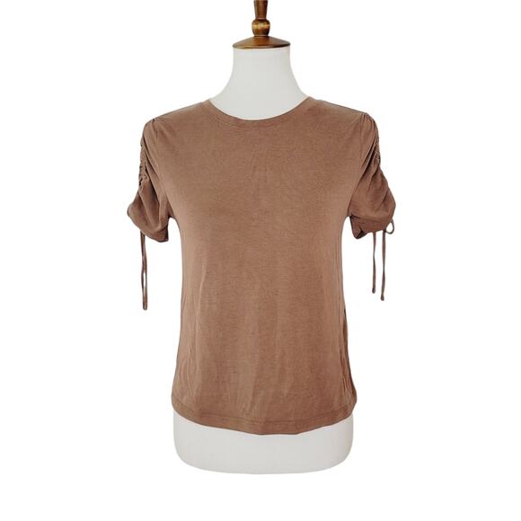Banana Republic Light Brown Sandwash Modal Ruched Tee Size XS - Picture 3 of 6